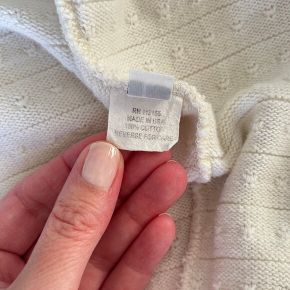 Margaret Winters Size Large Sweater Light Knit Cotton White Round Neck Casual - Picture 9 of 10